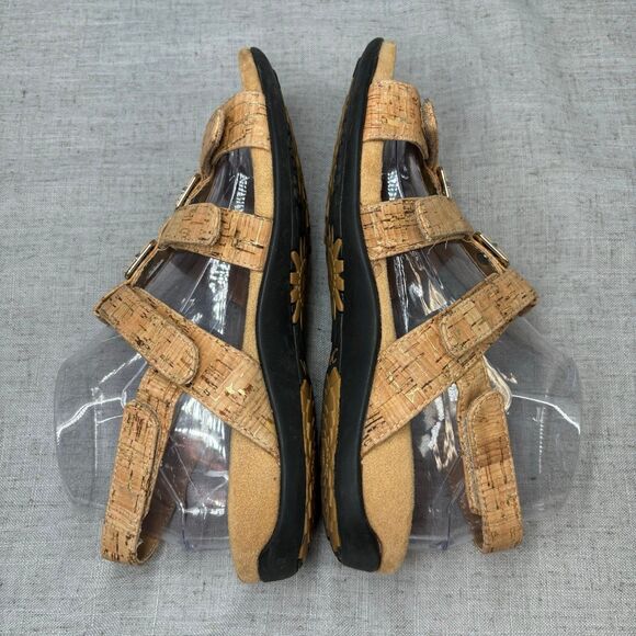 Vionic Amber Adjustable Sandals Strappy Tan Cork Slip‎ On Women's Size 8 - Picture 10 of 11
